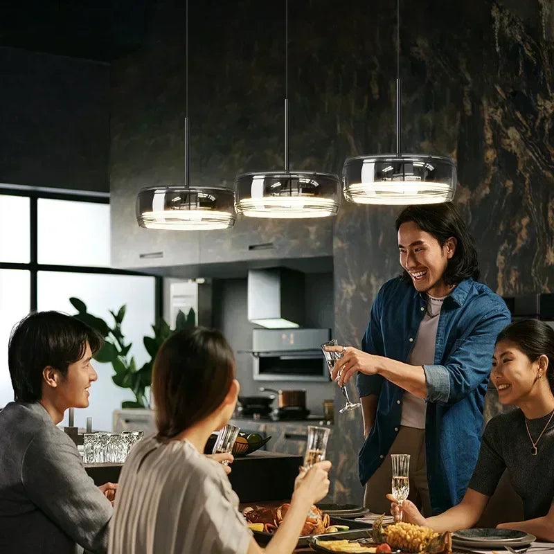 LED Moderne Minimalistische Eettafel Verlichting Glazen Restaurant Hanglamp, Enkel Hoofd Drie Hoofd Restaurant Verlichting Binnenverlichting